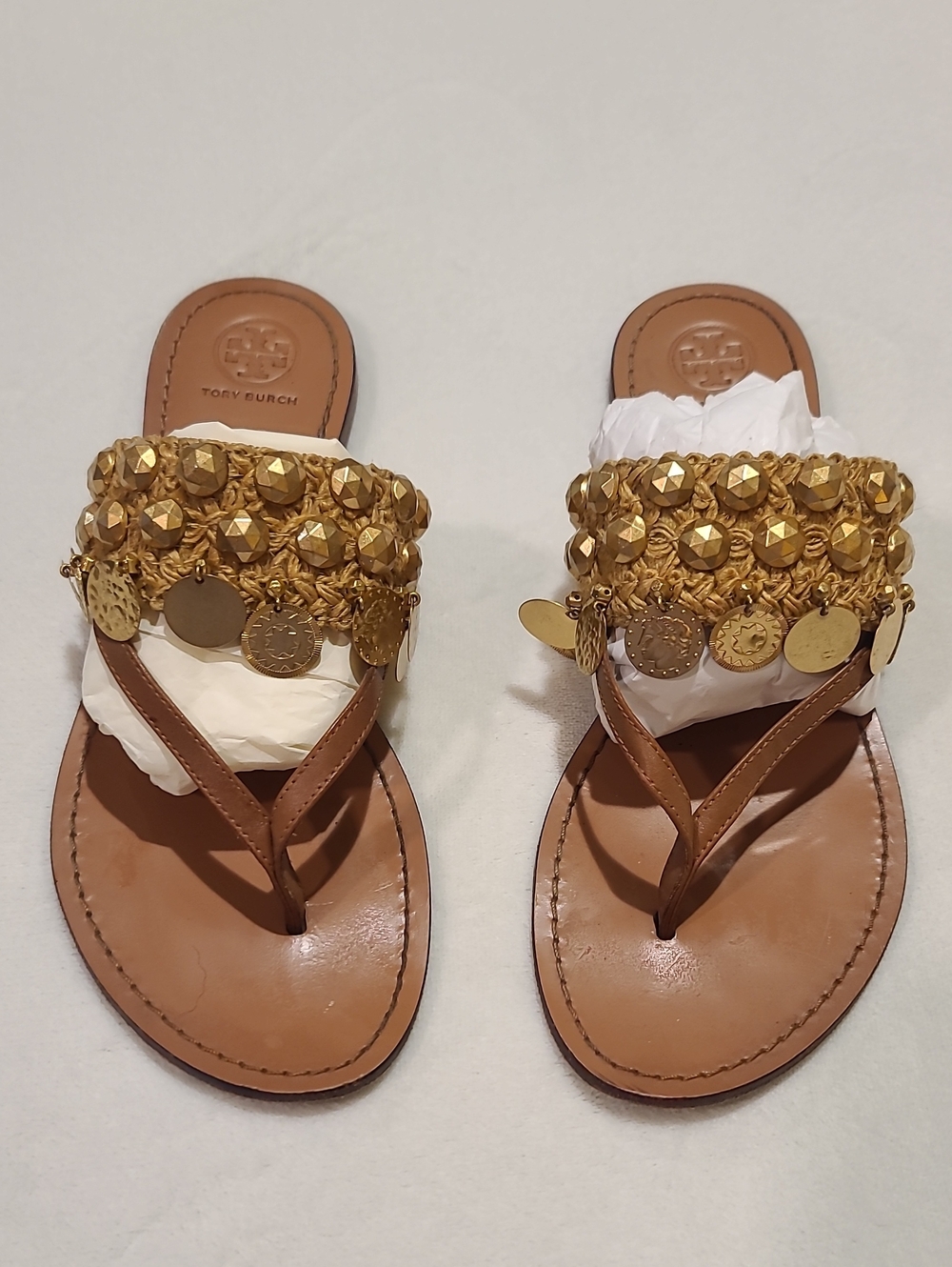 Tory Burch Patos Coin Thong Sandals Size 8M